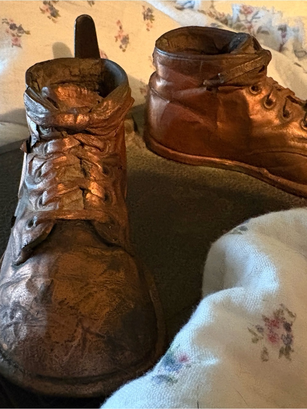 Electric Family Metallic Copper Decorative Baby Boot Cast Accent
